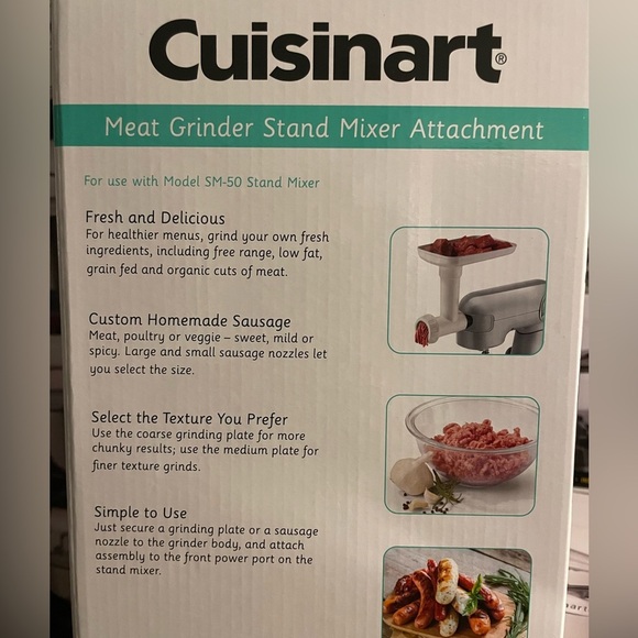 Cuisinart Meat Poultry Grinder Stand Mixer Attachment model MG 50. New - Picture 3 of 4